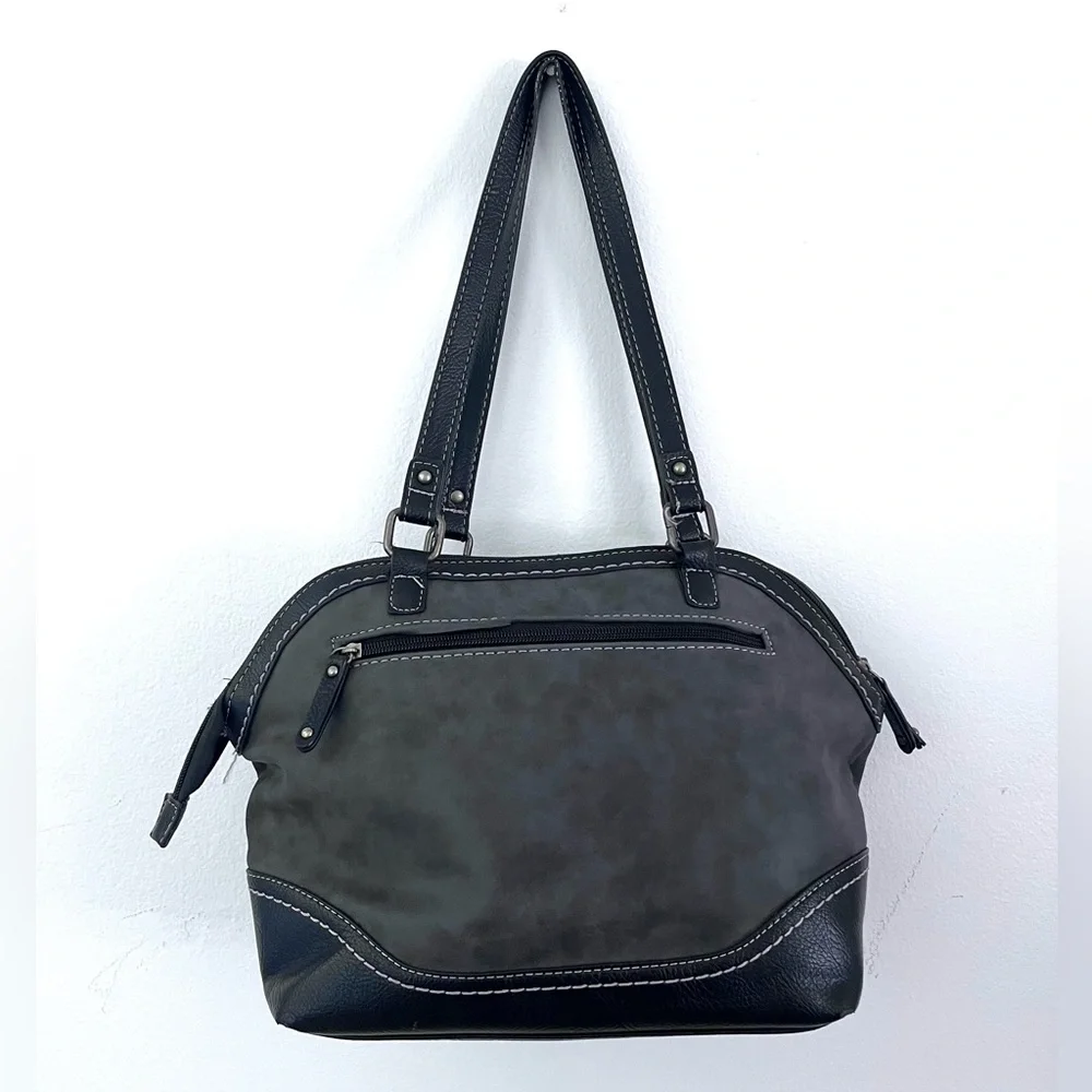 b.o.c. Shoulder Bag Purse Black and Gray Lots of Pockets Brass Hardware